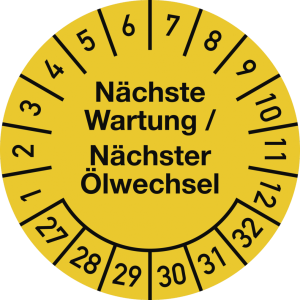 Dreifke&reg; Pr&uuml;fplakette N&auml;. Wartung/N&auml;. &Ouml;lwechsel 2027-2032,Dokumentenfolie,&Oslash;30...