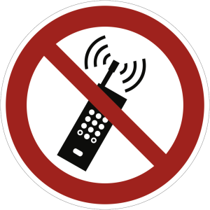 Dreifke&reg; Kunststoff-Schild "Eingeschaltete Mobiltelefone verboten", &Oslash;20cm, 1 ...
