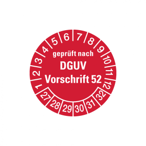 Dreifke&reg; Aufkleber Pr&uuml;fplakette, gepr&uuml;ft nach DGUV Vorschrift 52, rot/wei&szlig;, F...
