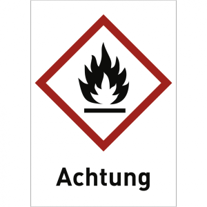 Dreifke&reg; Aufkleber Entz&uuml;ndbar (GHS 02) Achtung, Folie, 26x37 mm, 500 St&uuml;ck/Rolle