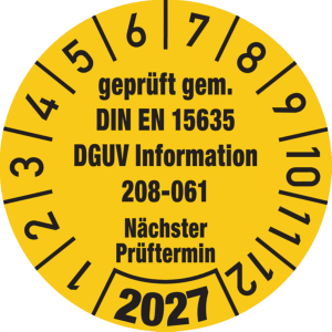 Dreifke&reg; Jahrespr&uuml;fplakette, DGUV Information 208-061, &Oslash; 30 mm - 30 mm Folie ...