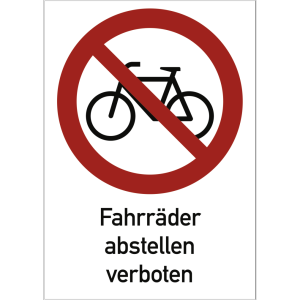 Dreifke&reg; Fahrr&auml;der abstellen verboten, Kombischild, Alu, 210x297 mm