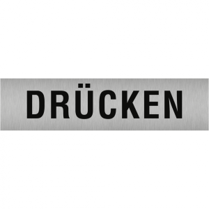 Dreifke&reg; Aufkleber - Piktogramm Dr&uuml;cken, Edelstahl, selbstklebend, 160x40 mm
