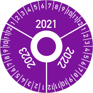 Dreifke&reg; Pr&uuml;fplakette 3 Jahre 2021/2022/2023 mit Monaten, Folie, &Oslash; 40 mm, 10 ...