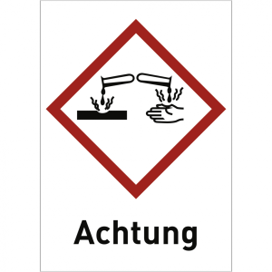 Dreifke&reg; Aufkleber Korrosiv (GHS 05) Achtung, Folie, 148x210 mm