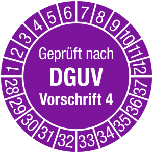 Dreifke&reg; Pr&uuml;fplakette Gepr&uuml;ft nach DGUV Vorschrift 4, 2028-2037, Dokumentenfo...