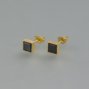 Ohrstecker Hämatit, vergoldet - goldplattiertes Silber - steingrau
