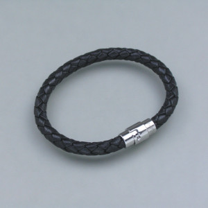 schwarzes Leder-Armband - farbintensiv