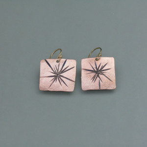 Ohrhänger Urknall, Bronze - rosé - dynamisch - matt