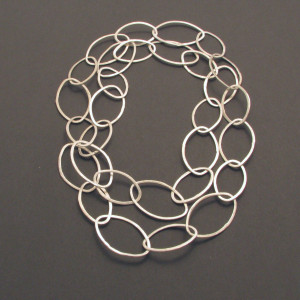 Lange Silber-Kette Navette-Ösen - aktuell - eismattiert