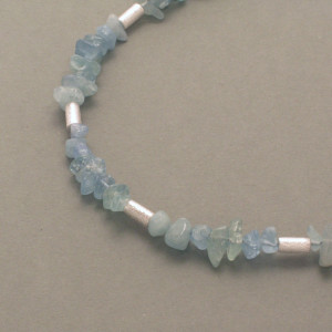 Kette Aquamarin mit Silber - blau - dezent - eismattiert