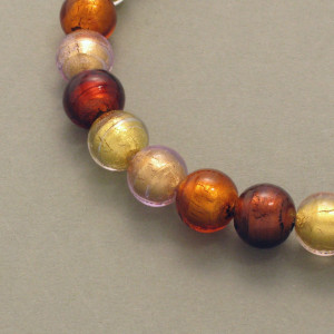 Muranoglas-Collier Amber - vergoldetes Silber - braun - dynamisch