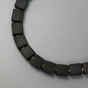 Ebenholz-Collier -  goldplattiertes Silber - schwarz - edel