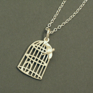 Anhänger Vogelkäfig - Silber