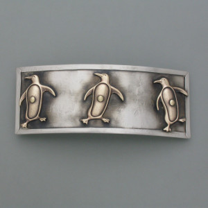 Haarspange Drei Pinguine - Neusilber - jugendlich - matt