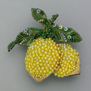Bunte Brosche Zitrone - Kunststoff - gelb - farbintensiv