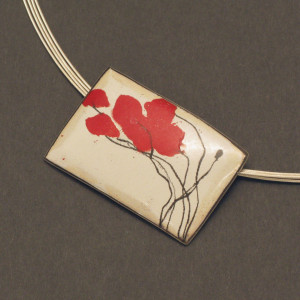 Anhänger Klatschmohn - Emaille -  Silber