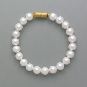 Edles Perlen-Armband - weiße Zuchtperle - vergoldetes Silber - weiss