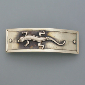 Haarspange Salamander - Messing - silber - jugendlich - matt