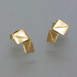 Ohrstecker "Vier Ecken", vergoldet - goldplattiertes Silber - aktuell