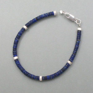 Lapis-Armband mit Silber-Elementen - blau - dezent