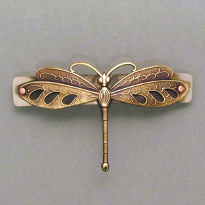 Haarspange Libelle - Tombak - gold - edel - geschwärzt