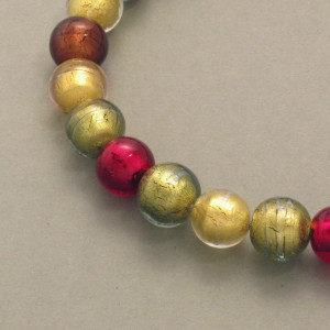 Muranoglas-Collier Turmalin - Murano-Glas - gold - dynamisch - matt