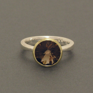 Ring Rauchquarz Kegel - vergoldetes Silber - braun - dezent