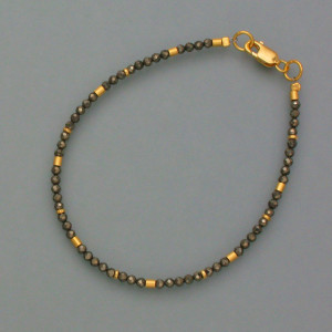 Elegantes Armband mit Pyrit-En - vergoldetes Silber - braun