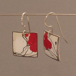Ohrhänger Klatschmohn - Emaille - rot - elegant