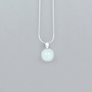 Anhänger mit rundem Chalcedon - Silber - grün - dezent