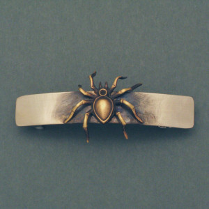 Haarspange Vintage Spinne - Neusilber - gold - extravagant