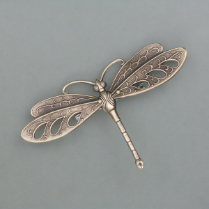 Brosche Libelle - Tombak - gold - edel - geschwärzt
