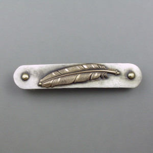 Haarspange Feder - Messing - gold - zeitlos - geschwärzt