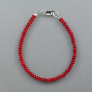 Armband Bambuskoralle, Silber - Schaumkoralle - rot - ausgewogen