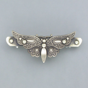 Haarspange Schmetterling, klein - Messing - gold - elegant - matt