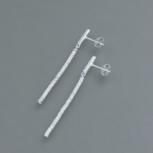 Ohrstecker Plättchen lang, Silber - elegant - matt