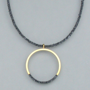 Hämatit-Kette passend für Anhänger - goldplattiertes Silber