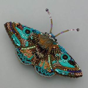 Bunte Brosche Schmetterling - Kunststoff - blau - farbintensiv