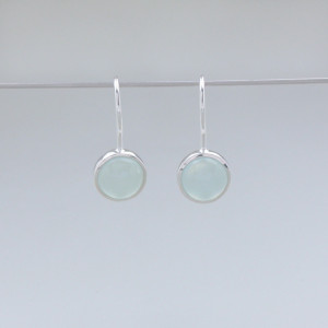 Ohrhänger mit rundem Chalcedon - Silber - grün - dezent
