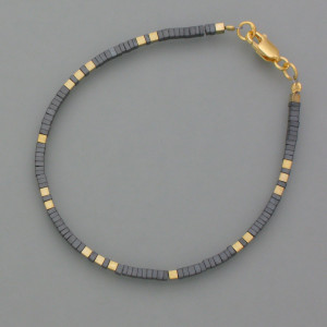 Zartes Armband Hämatit, vergoldet - goldplattiertes Silber