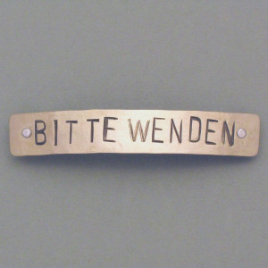 Haarspange Schriftzug „Bitte wenden“ - Neusilber - jugendlich
