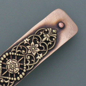 Haarspange Jugendstil / Bronze - orange - aktuell - geschwärzt