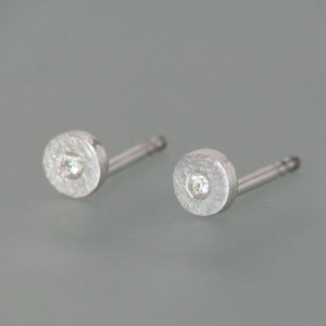 Diamant-Ohrstecker aus Silber - Brillant - vergoldetes Silber
