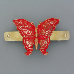 Haarspange Schmetterling rot - Acryl - lebendig