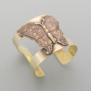 Messing-Armreif Schmetterling - Tombak - gold - aktuell - matt