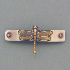 Haarspange Libelle klein - Neusilber - gold - elegant - geschwärzt