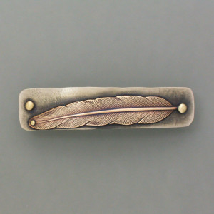 Haarspange Feder klein - Neusilber - gold - elegant - geschwärzt