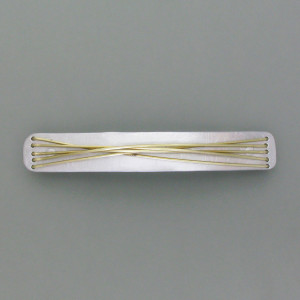 Haarspange Drahtgeflecht bicolor - Messing - silber - aktuell - matt
