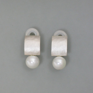 Perlen-Ohrclips mit Silber - weiße Zuchtperle - weiss - elegant